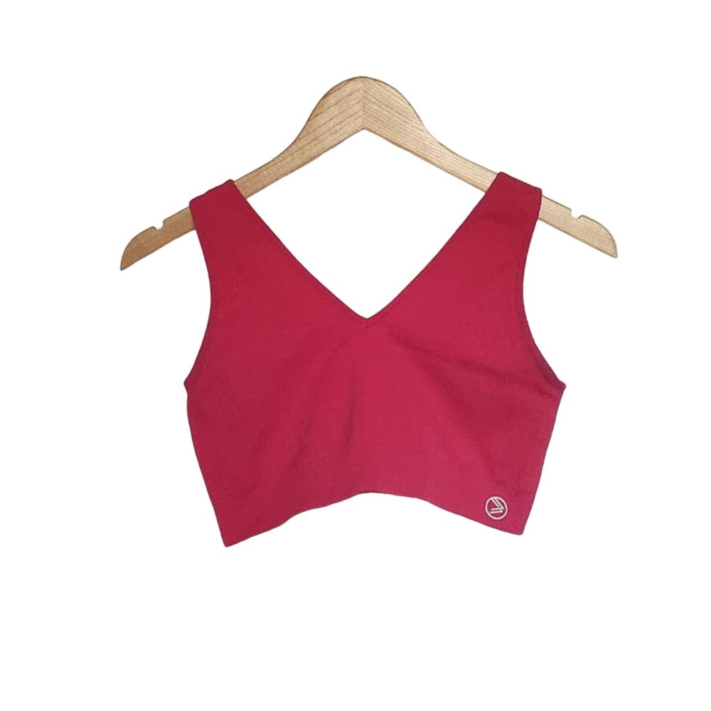 Savvi V Neck Textured Ribbed Ashtanga Sports Bra Size Medium